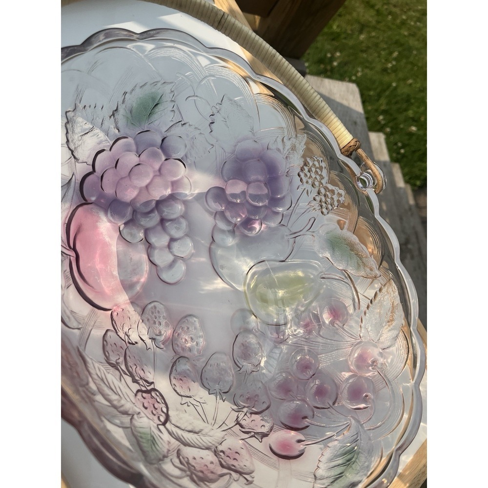 Vintage Mikasa Colorful Oval Embossed Fruit Basket Bowl with Bamboo Handle (5A) - Picture 10 of 16